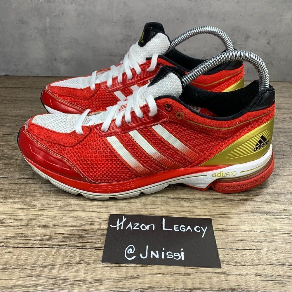 Adidas~Adizero‎ Boston 3~Red/White/Gold~Mens~Running shoes~Size 8.5